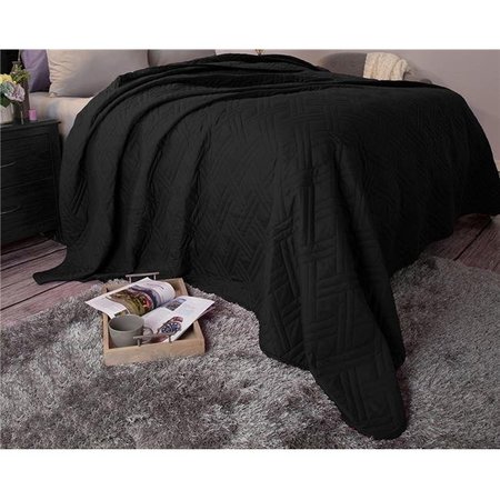 BEDFORD HOME Bedford Home 66A-04172 Solid Color Bed Quilt - Full & Queen Size - Black 66A-04172